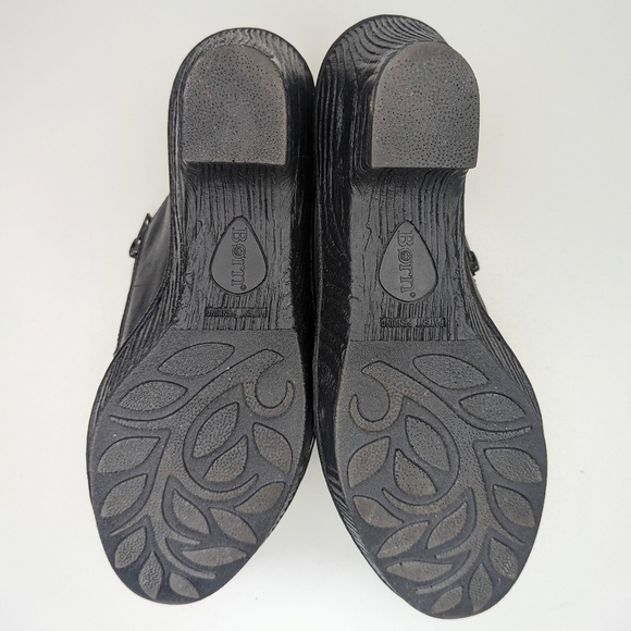 Born black leather clogs zipper low heel platform women's size 9.5 - Picture 7 of 10